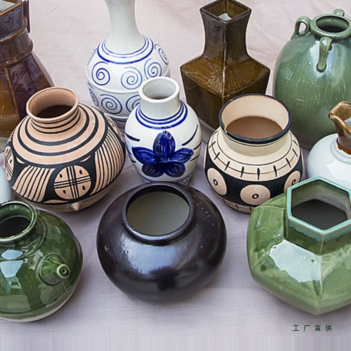 Ceramic still life pottery jar 10-piece set for sketching, watercolor painting, colorful world teaching aids