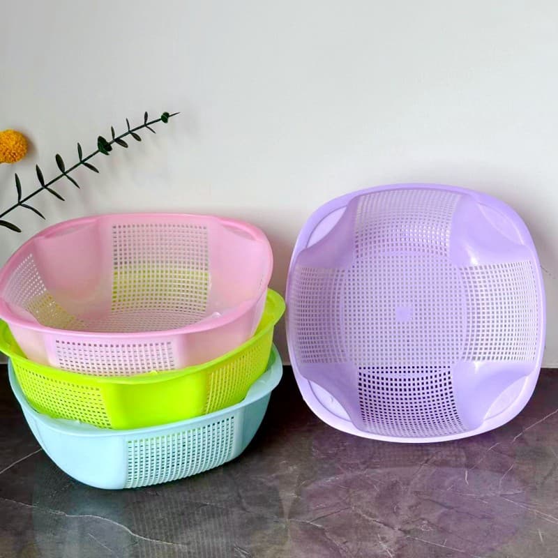 008 Fruit Basket Square Hollow Vegetable Fruit Basket Household Kitchen Drain Storage Basket $1-$2 Store Source