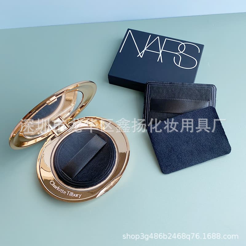 PU Leather Black Ultra-Soft NS Replacement Crystal Velvet Ultra-Thin Rectangular Round Powder Compact Replacement Puff Ultra-Soft