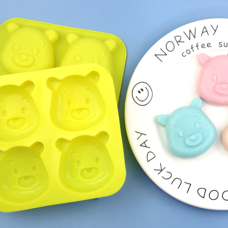In Stock Wholesale 4-Cavity Bear Silicone Cake Mold Rice Cake Mold Baby Food Supplement Tool Household DIY Easy Release