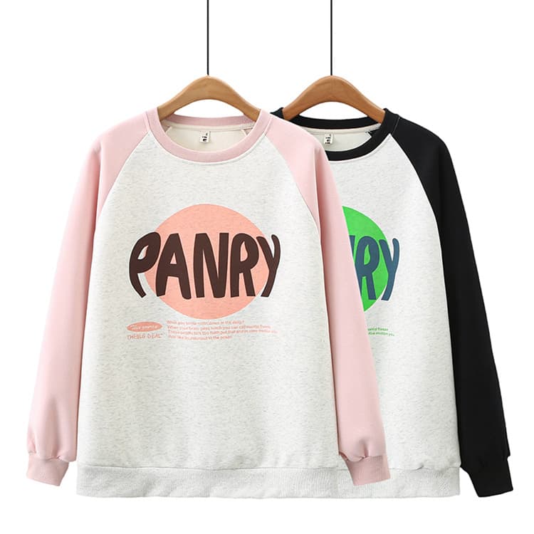 Plus-Size Women's Top, 2023 Autumn New Arrival Fashion Youthful Color-Block Printed Thickened Round Neck Hoodie for Curvy Girls, Item 926