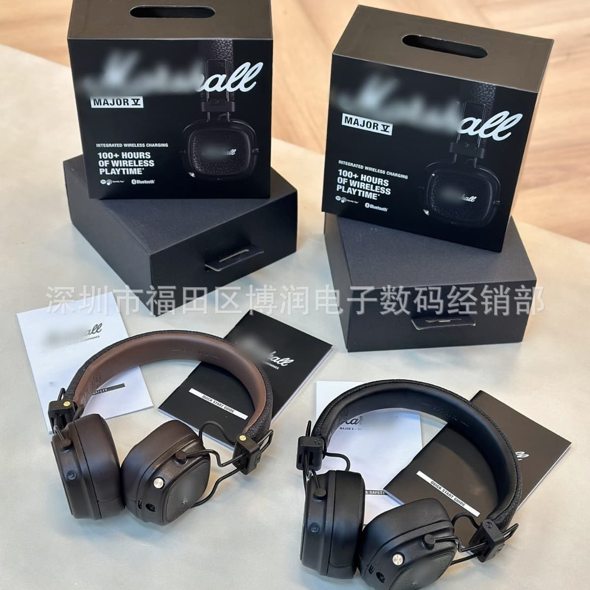 High-End Marshall Major V Over-Ear Wireless Bluetooth Headphones 5th Generation Marshall with Heavy Bass and Wireless Charging
