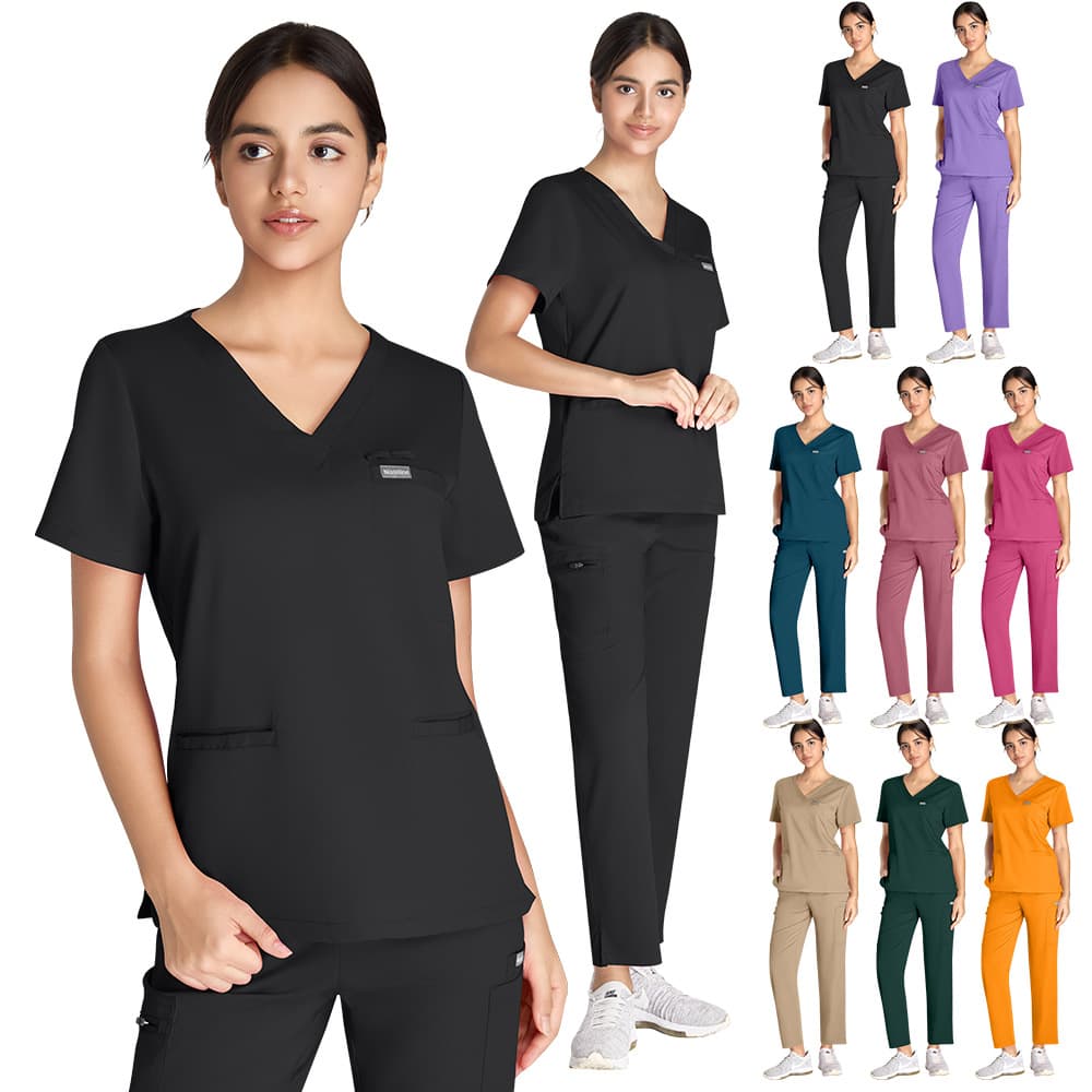 Cross-Border Hospital Doctor's Short-Sleeved Suit V Neck Fashionable Women's Casual Wear Pet Hospital Scrubbing Clothes
