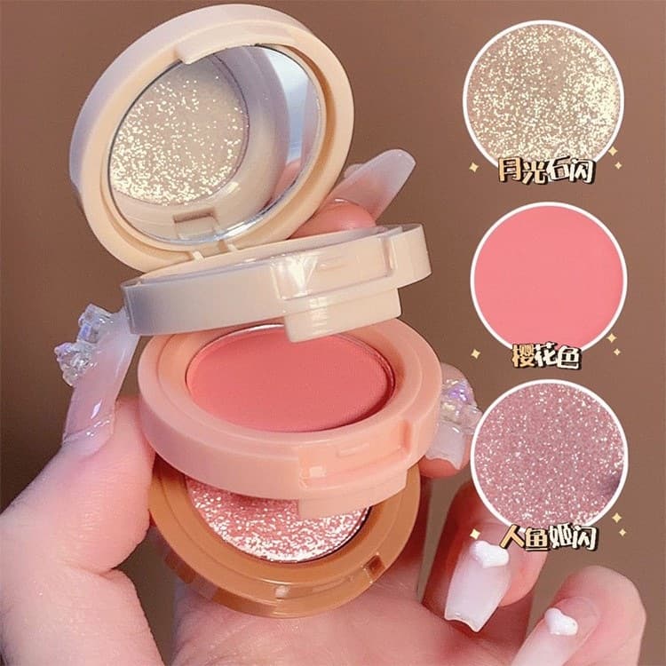 Xiaohongshu’s popular miss lara high-gloss blush in one pan, fine powder, not easy to fly powder, multi-purpose in one pan