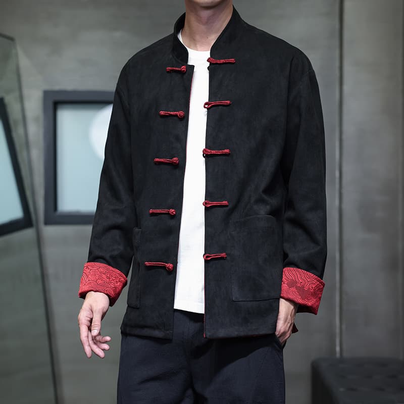2025 autumn and winter new style Chinese-style men's retro Chinese Tang suit Hanfu, large size suede retro jacket.