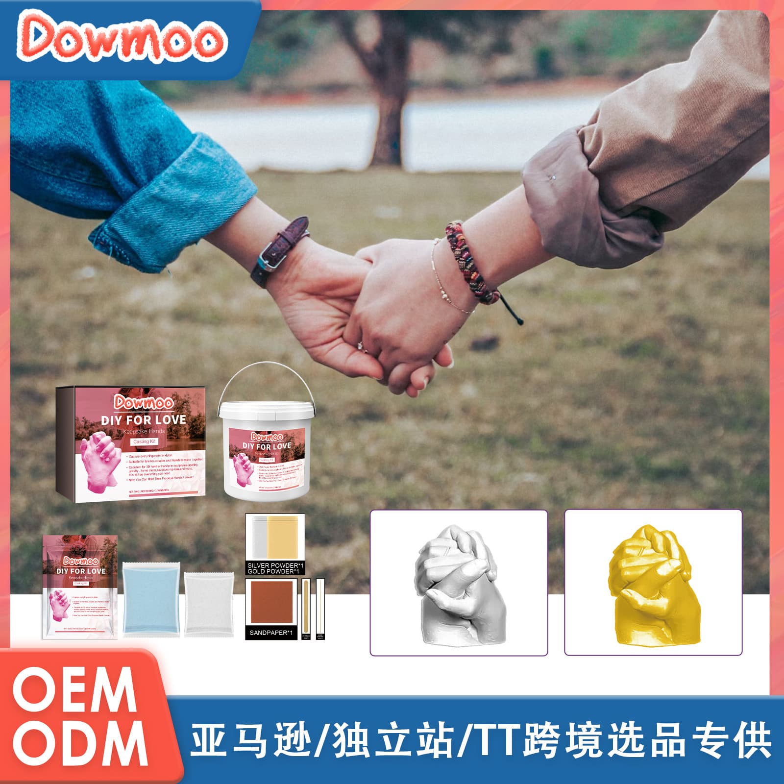Dowmoo Couple Hand Mold DIY Hand Model, Hand and Foot Model Clone Self-Made Memorial Handmade Ink Pad Plaster Powder