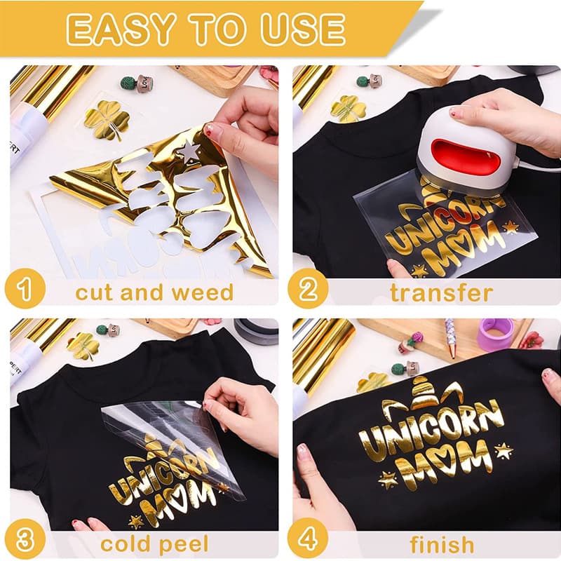HTV Plated Soft Metallic Heat Transfer Vinyl, Washable, Soft Metallic HTV for Apparel