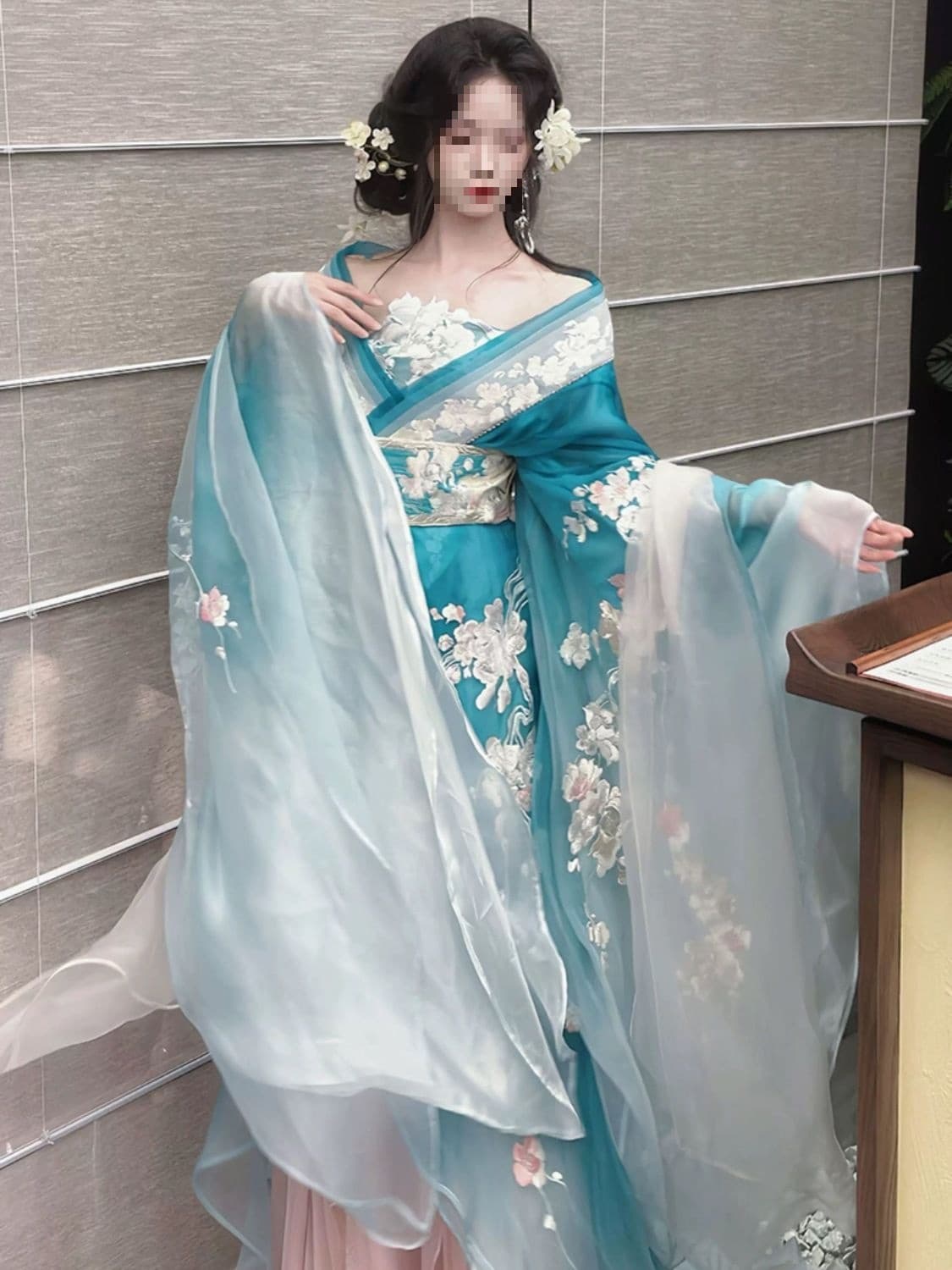 Tu Qiqi Same Style [Apricot Flower Goddess] Original Twelve Flower Goddess Series Heavy Embroidery Mixed Skirt Waist-High Hanfu for Women