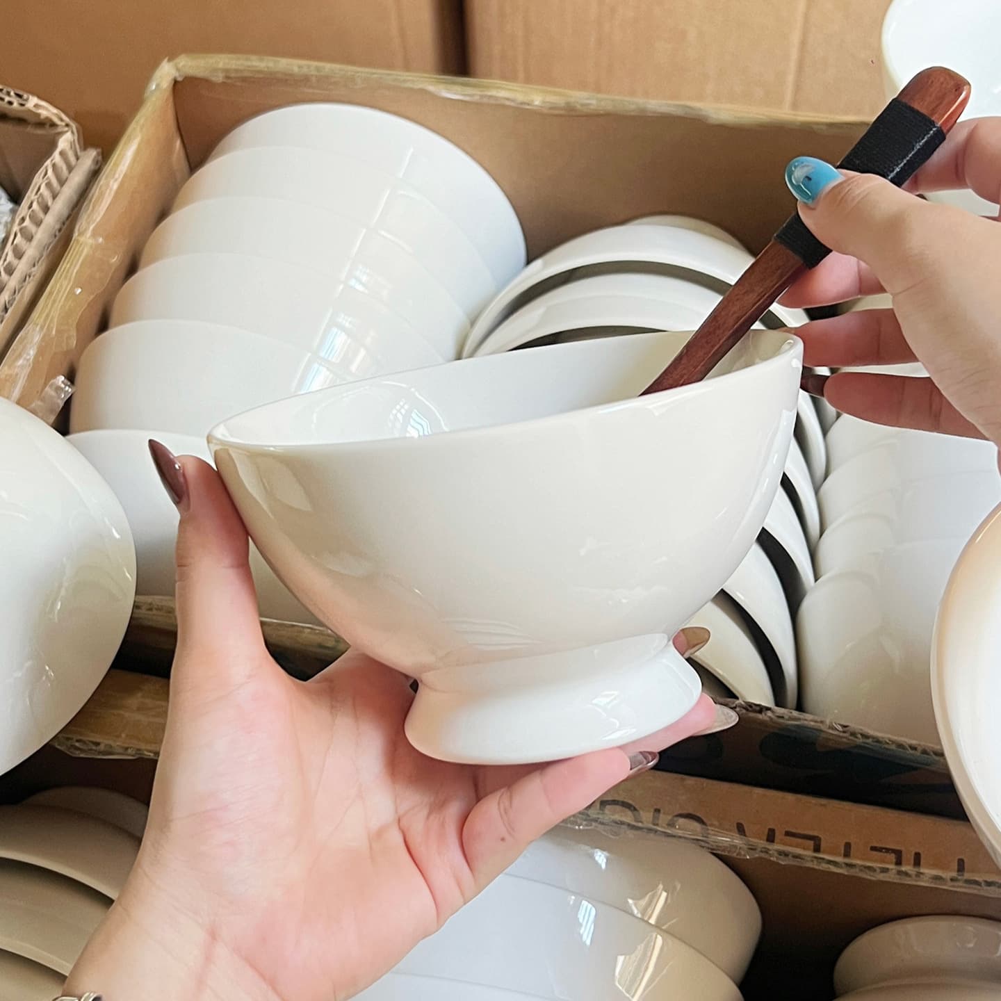 Dehua white porcelain 5-inch tall bowl ceramic breakfast yogurt oatmeal cereal bowl rice bowl salad dessert bowl high appearance