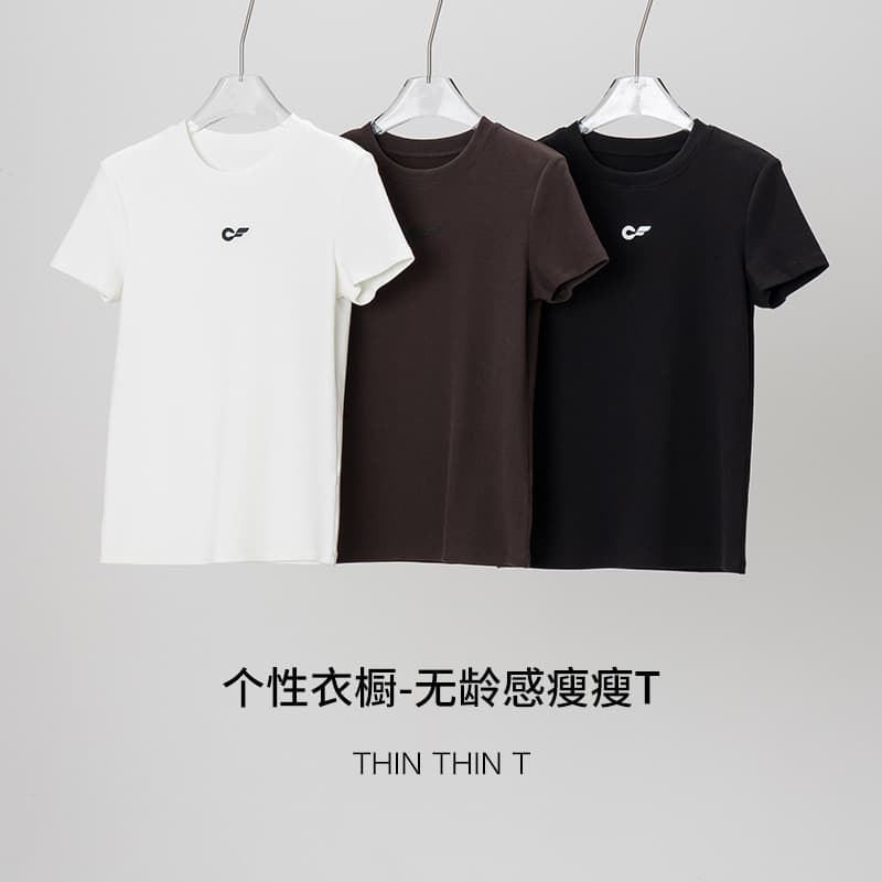 Cotton Embroidered Crew Neck Short Sleeve T-Shirt for Women 2026 Summer Versatile Solid Casual Top Pure Cotton Embroidered T-Shirt
