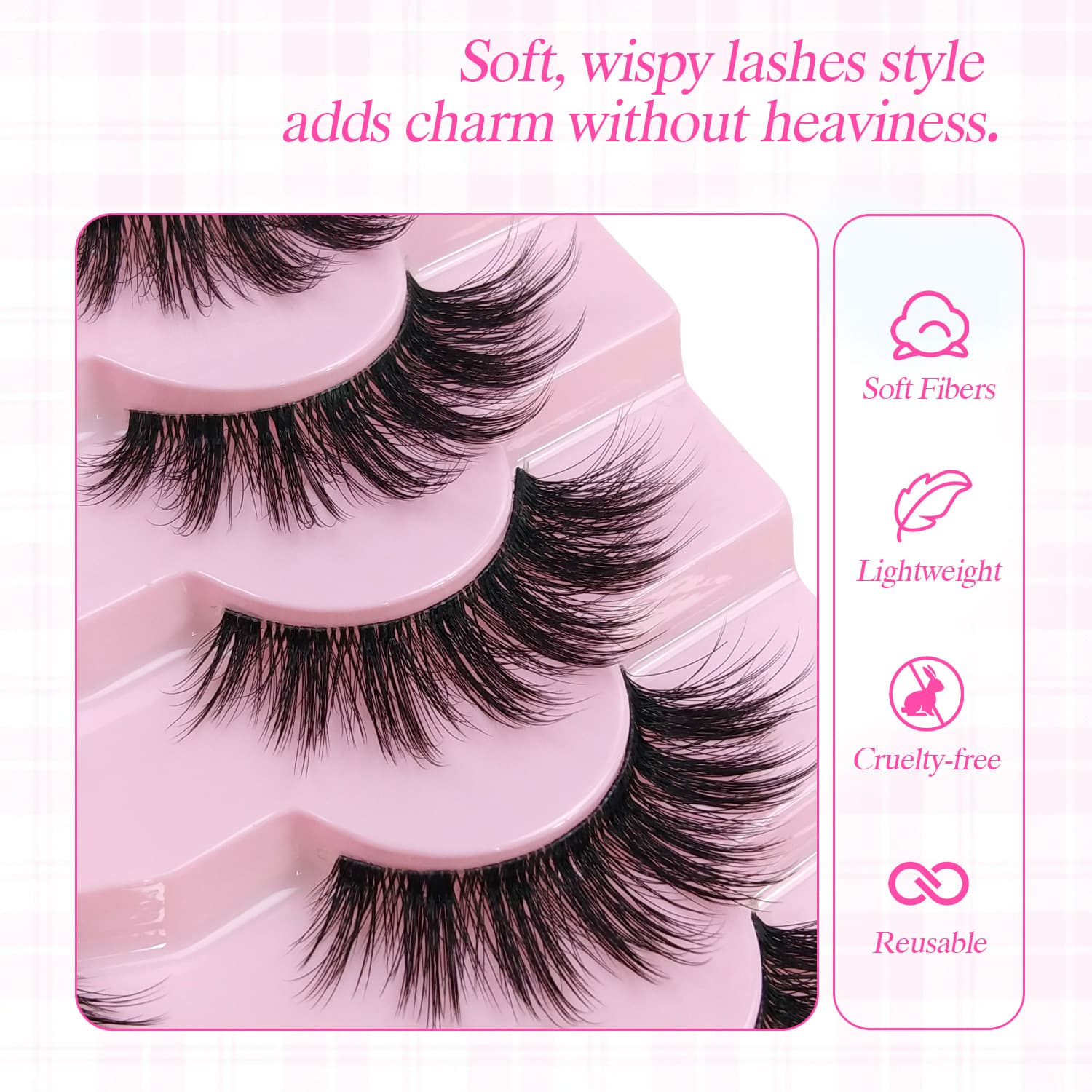 Cross-border Export Strip Lashes 7 Pairs Black Band Fluffy Multi-layer 3D Dramatic False Eyelashes