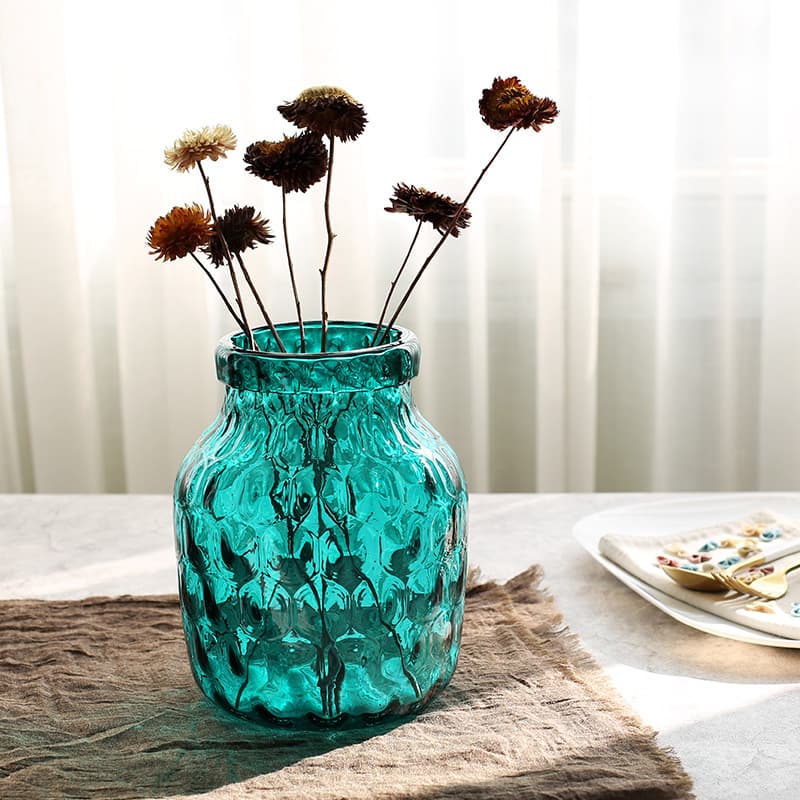 Spot wholesale Mediterranean modern simple blue dot primary color glass vase home decoration desktop ornaments