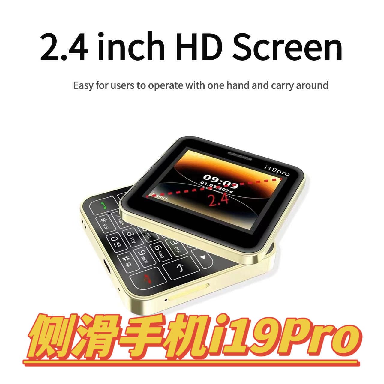 i19pro New Slider Dual Sim Keypad Mobile with 2.4" Disp