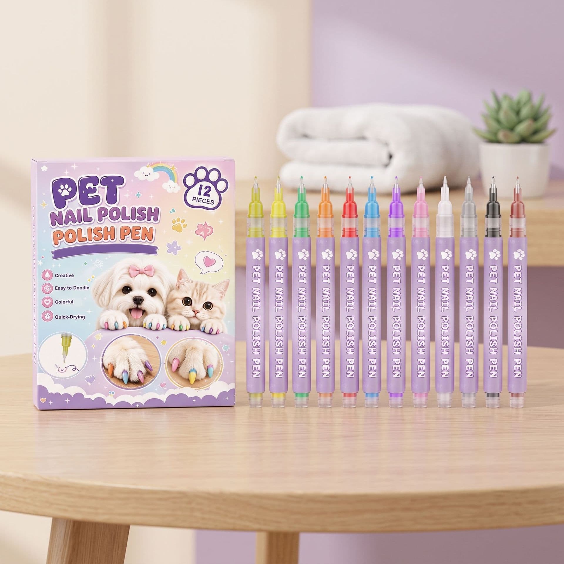 Pet Nail Art Pen, Universal Color Nail Pen for Cats and Dogs, Even Color, Easy to Wipe, Multiple Vibrant Colors