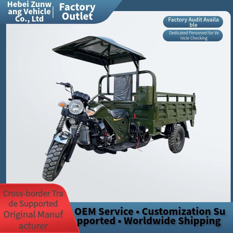 African Three-Wheeled Motorcycle Heavy-Duty Gasoline Cargo Transport Water-Cooled Three-Wheeled Motorcycle Cross-Border Wholesale