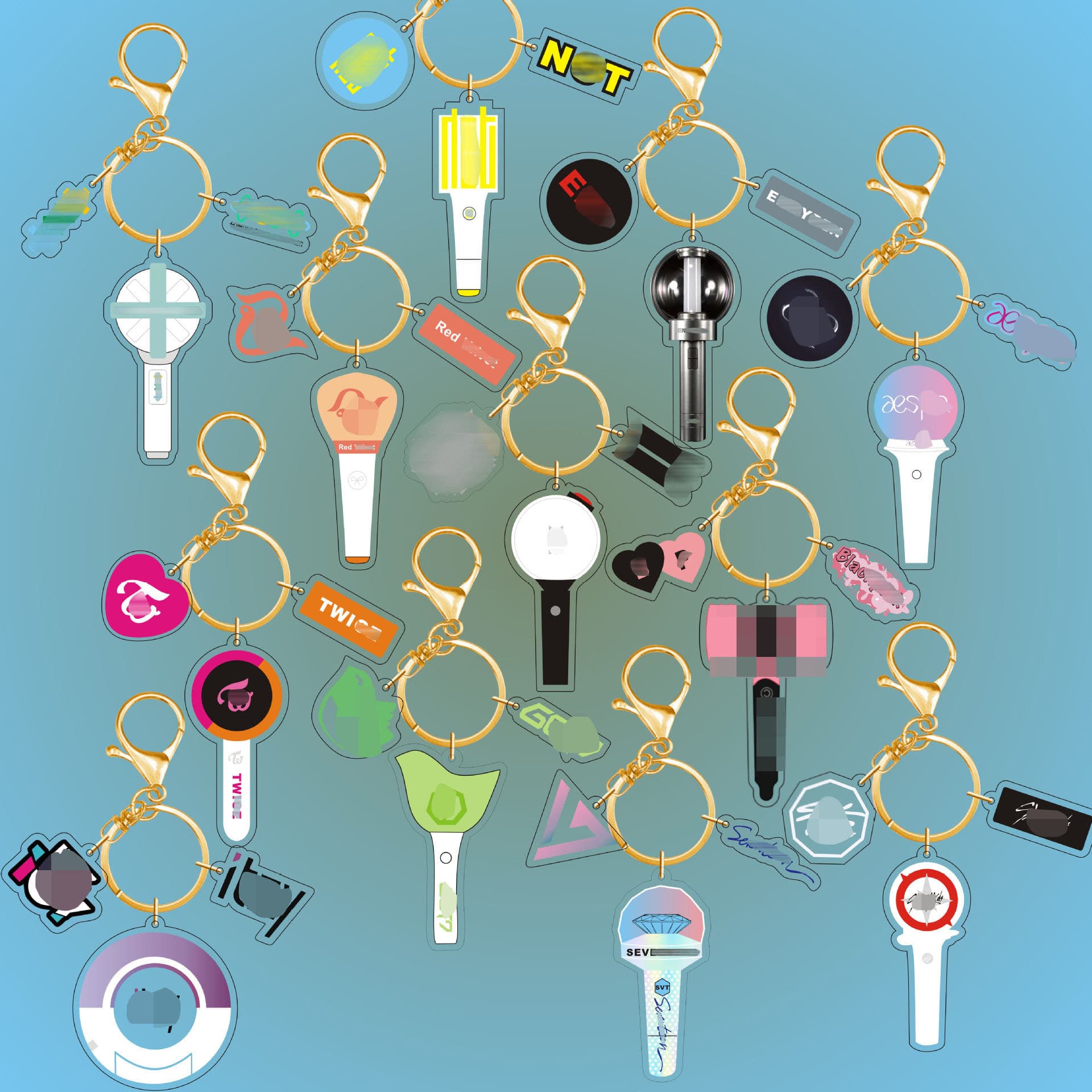 Stray Kids BLACKPINK BTS ITZY TWICE Acrylic Keychain Light Stick Charm