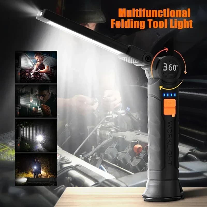 Cross-border rechargeable work light, inspection light, folding car magnet flashlight, outdoor maintenance light, night fishing artifact