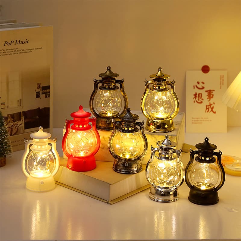 Small oil lamp, LED electronic candle lamp, portable pony lantern, holiday decoration, gift, wind lamp, atmosphere lamp