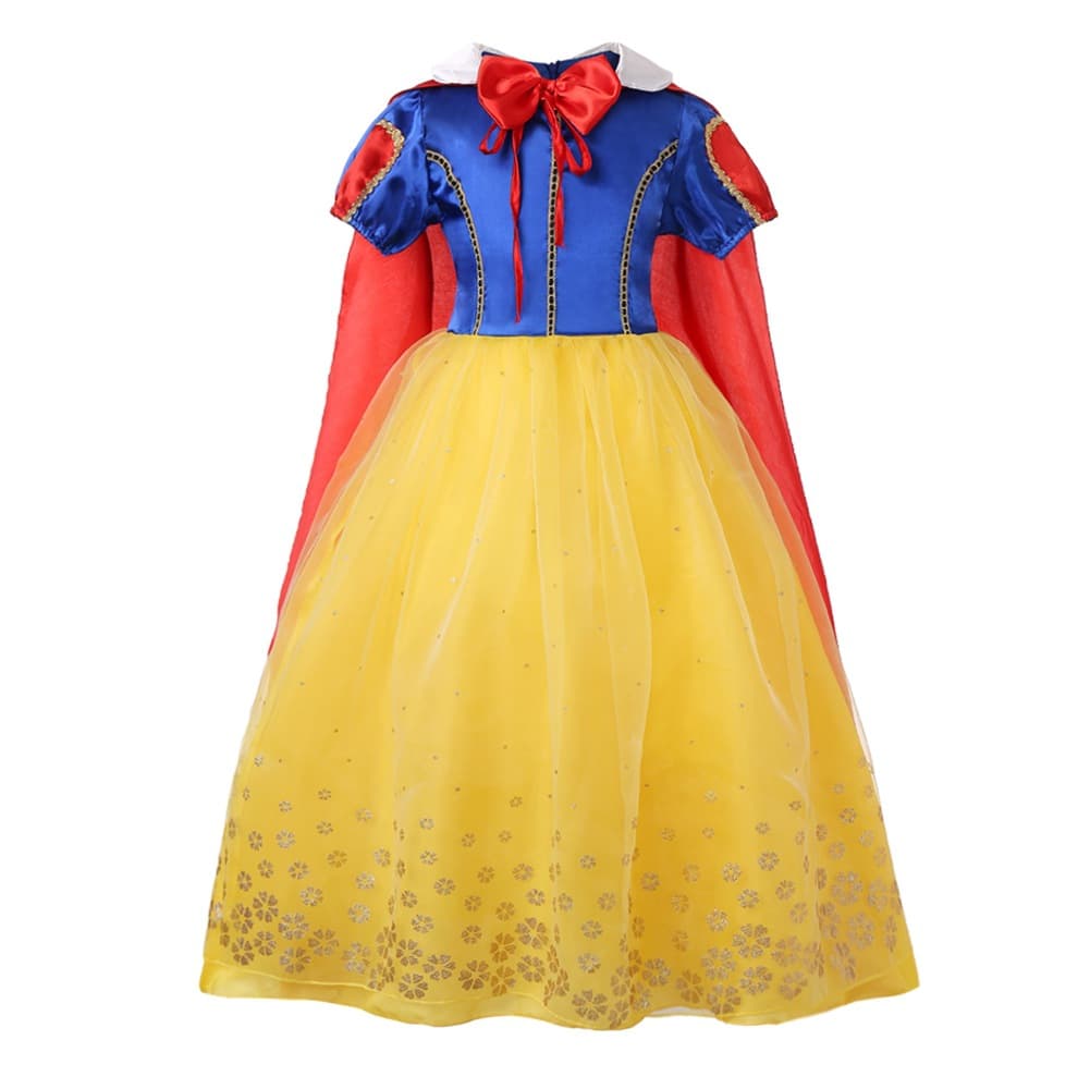 Halloween Cartoon Short Sleeve Red Cape Dress European American Snow White Princess Dress Princess Gold Stamped Tulle Puffy Party Gown
