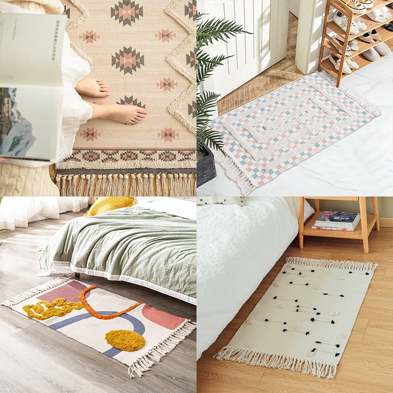 Bedside blanket for bedroom, living room, entrance door mat, Nordic style printed tufted floor mat, entrance balcony foot mat 60x90