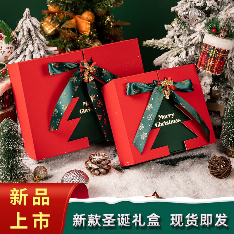 Creative Christmas Double Door Gift Box Christmas Eve Apple Box High-end Bow Gift Box Hat Scarf Gift Box