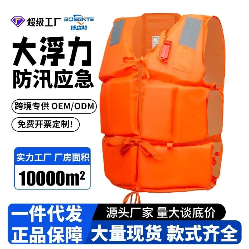 Wholesale life jackets for adults, professional high buoyancy, suitable for boats, lightweight and portable, fishing, and children's survival vests.