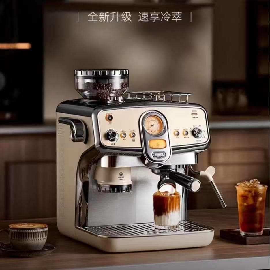 Perocchi Coffee Machine Italian Semi-Automatic Grinding Integrated Coffee Machine Small American-Style Home and Commercial Dual-Use S60Uitra
