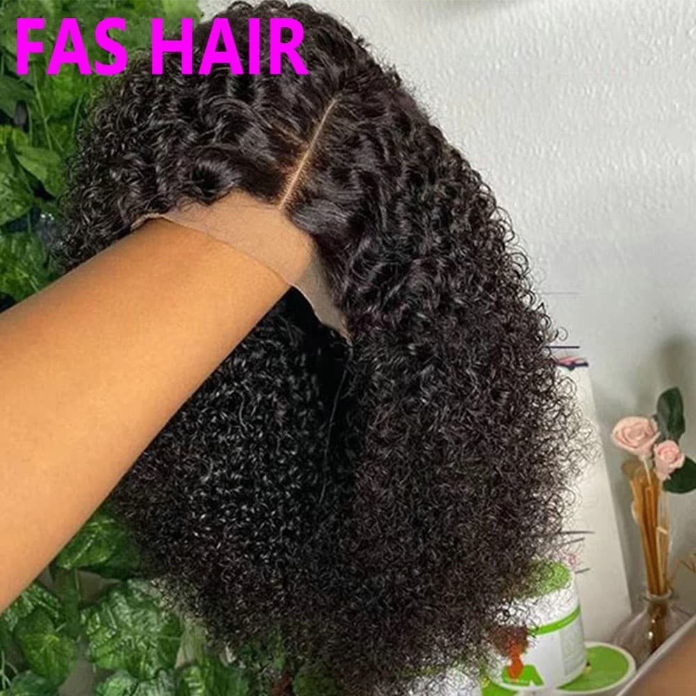 Double Drawn Human Hair Kinky Curly Bob Wig for Cross-Border Sales