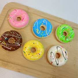 Cross-border Product Squishy PU Simulation Pattern Donut Color Strips Pattern Cream Slow Rebound Donut