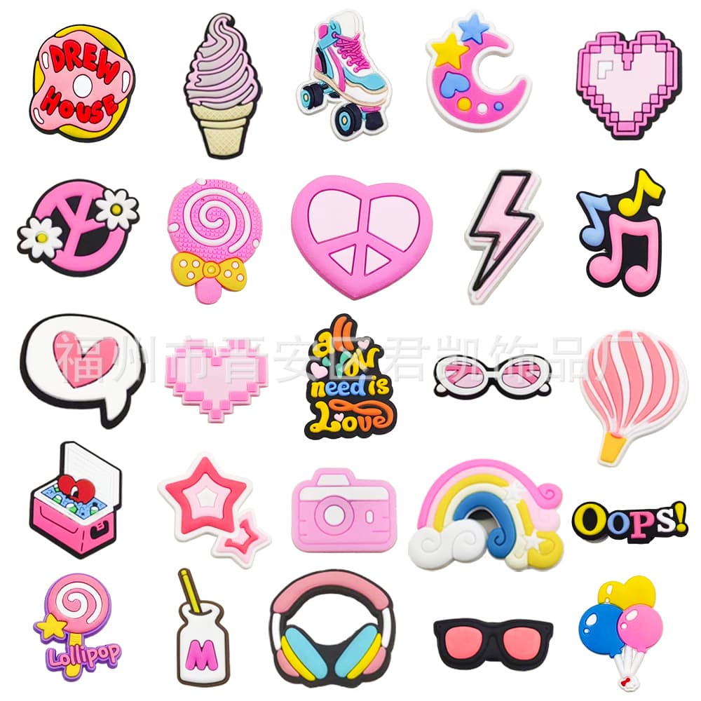 Pink Girl Croc Charms Drip Mold DIY Garden Shoes Detachable Accessories Decor Soft Cartoon PVC Shoe Buckle