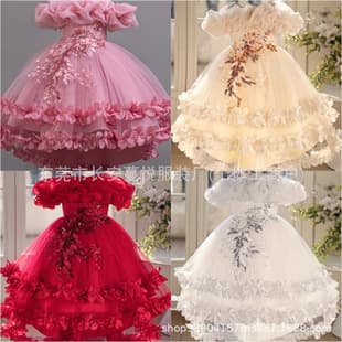 elegance sleeveless girl princess dress High-low neckline