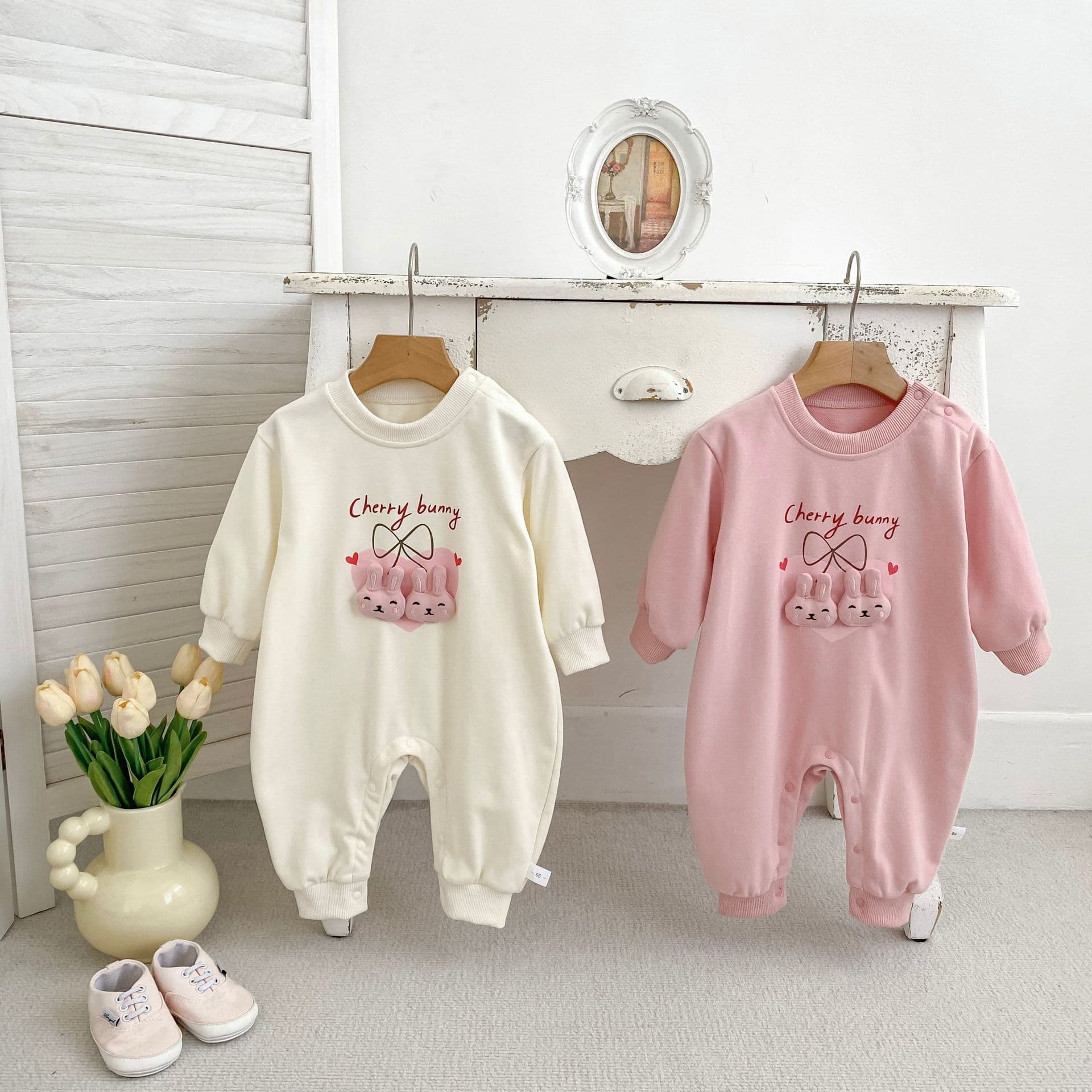 Baby Autumn New Cartoon Bunny Long-Sleeve Romper Infant Casual Bodysuit