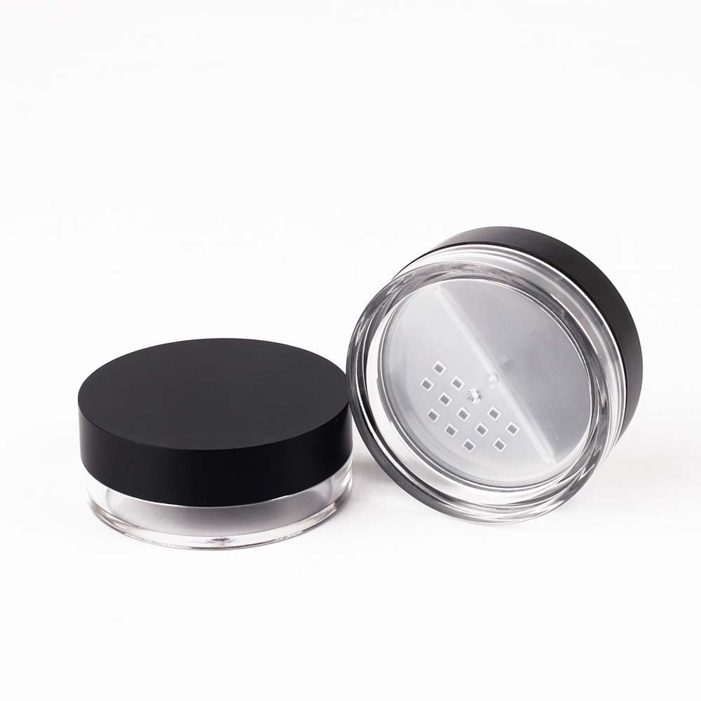 Transparent Plastic Rotating Loose Powder Box Matte Black Makeup Setting Powder Bottle Sub-Bottle Customizable Logo Printing