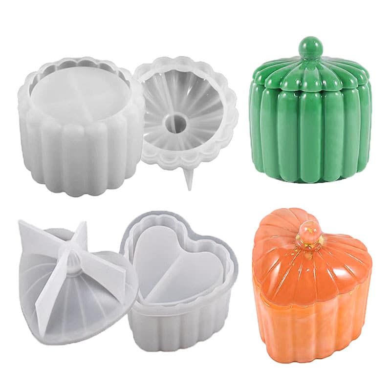 DIY Crystal Resin Plaster Mold Round Heart Large Stripe Flower Pot Storage Box Jar Silicone Mold