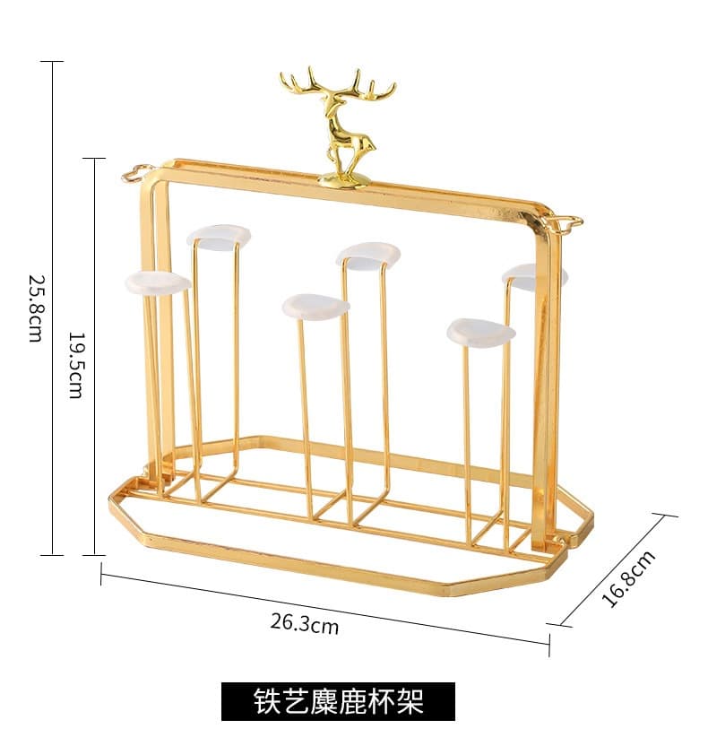 Glass cup holder, hanging cup rack, storage, light luxury decorative item, tabletop upside-down hanging cup rack, home living room drainer, storage rack