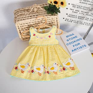 Girls Dress Summer Baby Princess Dress, Infant Vest Dress for Full Month and 100 Days Celebration