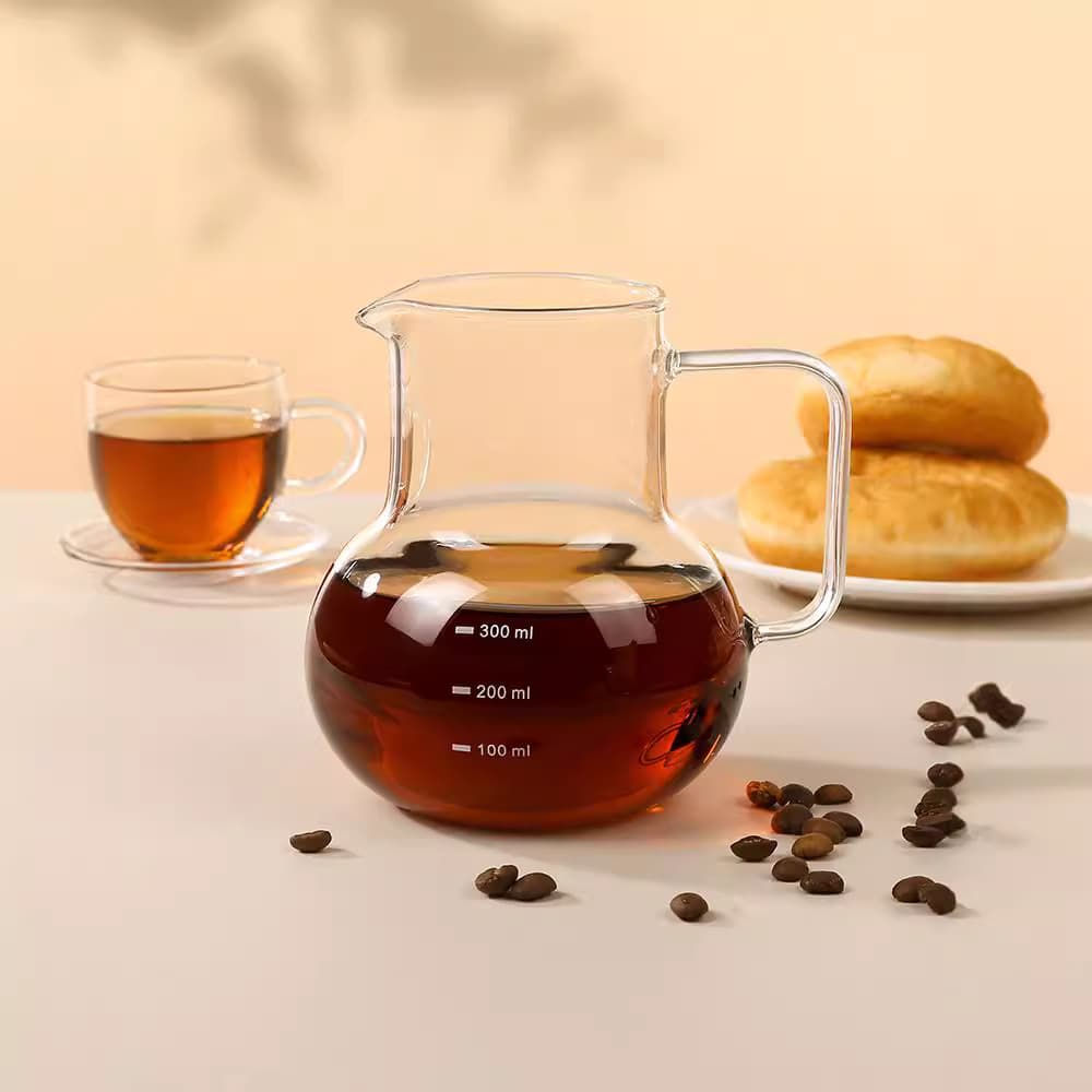 Hand Drip Coffee Pot Sharing Carafe with Scale, Transparent with Handle, Drip Bag Coffee Cup and Pot Set, Niche Home Use Heat-Resistant