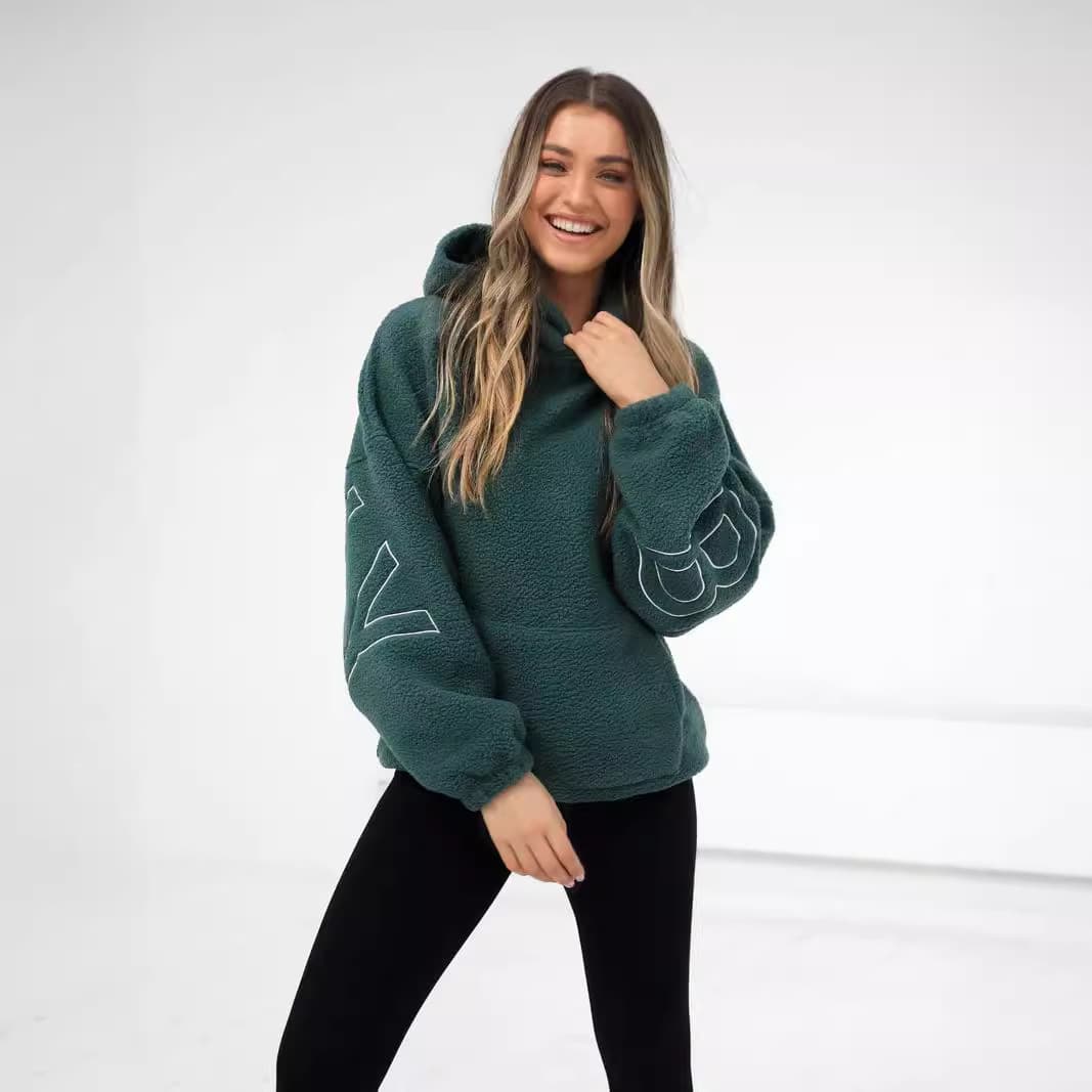 2024 Polar Fleece Sweatshirt Coat New Granular Fleece Embroidery Autumn/Winter Clothing Trendy Brand Thick Style 2642