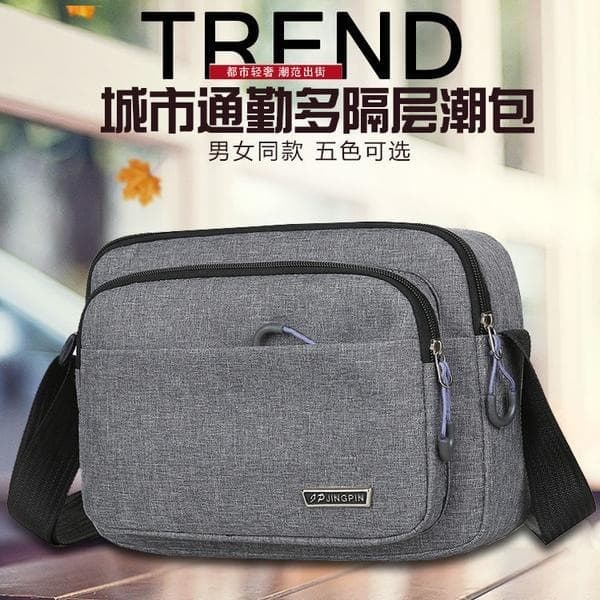 Couple Casual Backpack Men's Canvas Bag Horizontal Style Shoulder Bag Crossbody Bag Multi-layer Large Capacity Bag A73