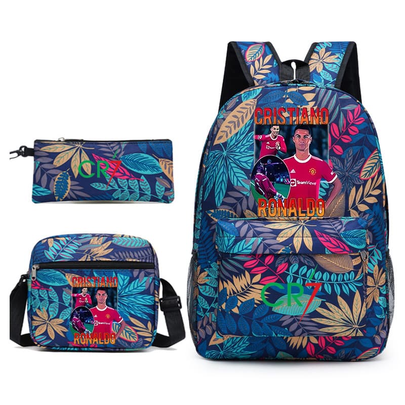 Football Star Cristiano Ronaldo Backpack European American Roblox Three-Piece Set Student Schoolbag Backpack