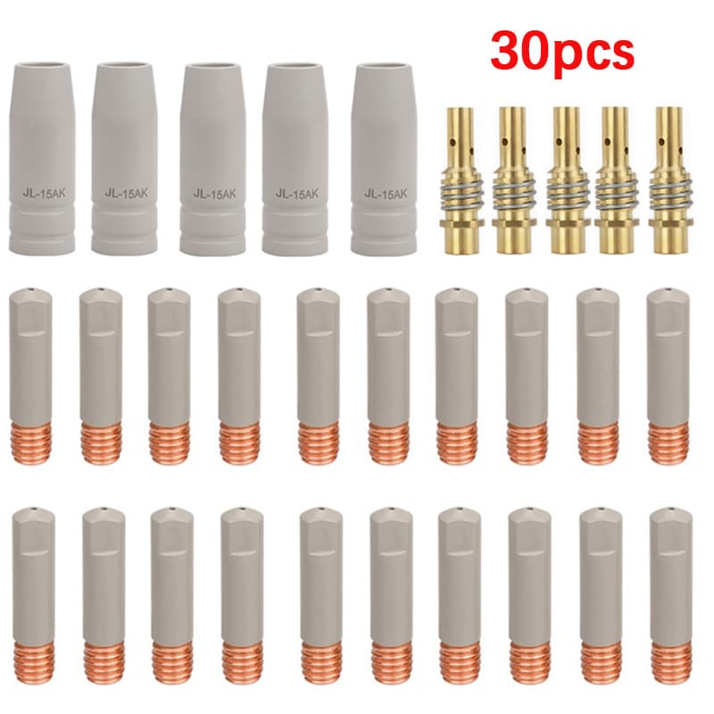 30PCS 15AK MIG Welding Torch Protective Nozzle, New Coating Protective Nozzle Anti-Slag Protective Sleeve Connecting Rod