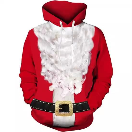2024 European and American Christmas Grinch Green Hair Monster Hooded Men's 3D Digital Printing Casual Long Sleeve