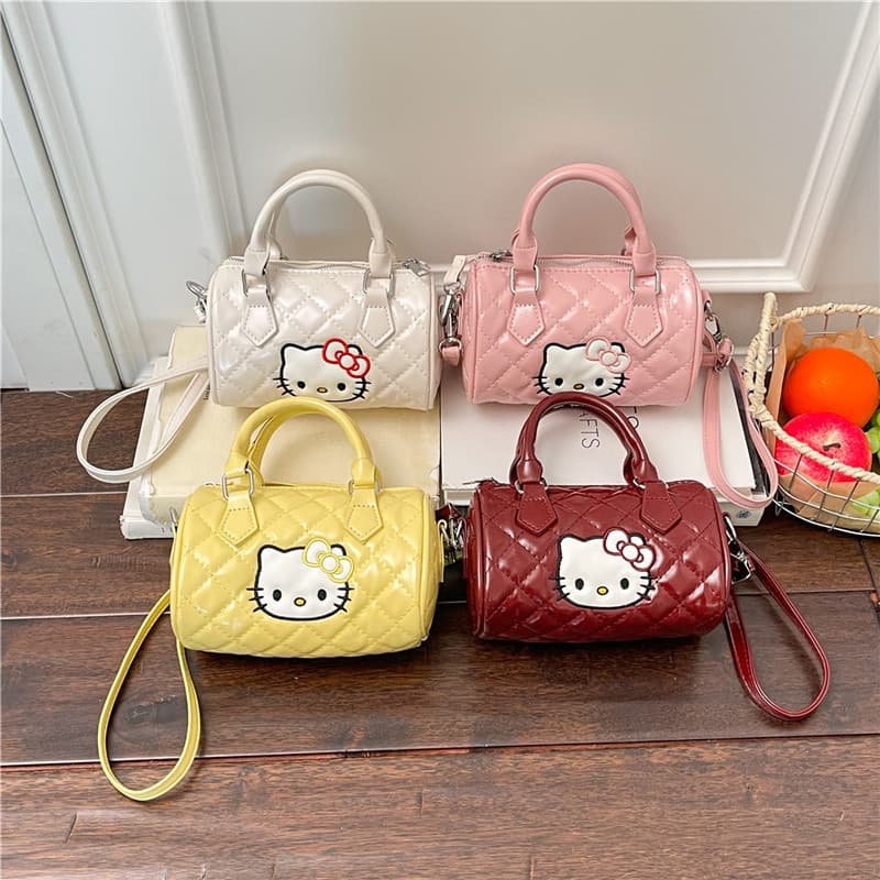 Korean sweet girly heart rhombus kitty handbag for women 2026 new fashion versatile shoulder crossbody bag