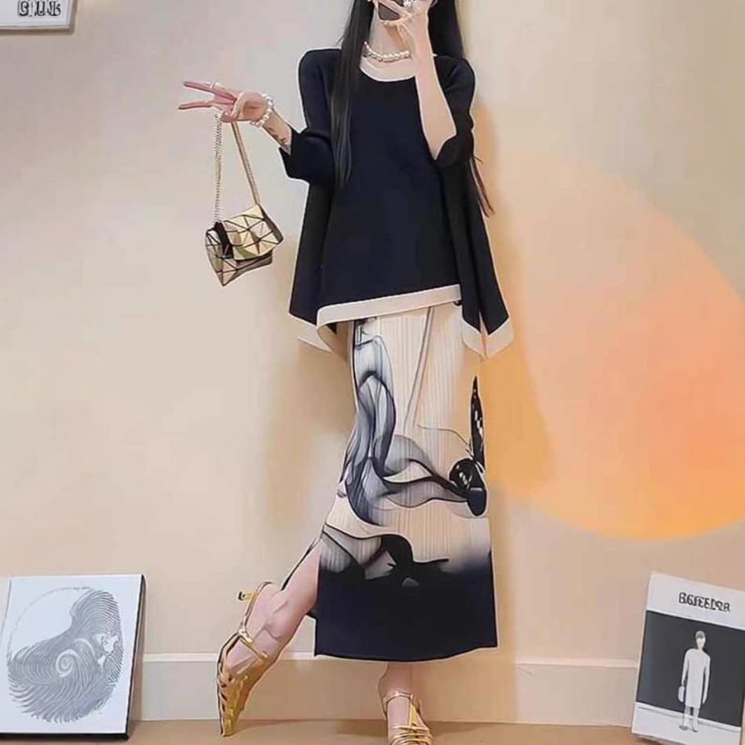 Miyake Style Women's Pleated Set 2025 Summer Trendy Two-Piece Set Mature Unique Elegant Outfit