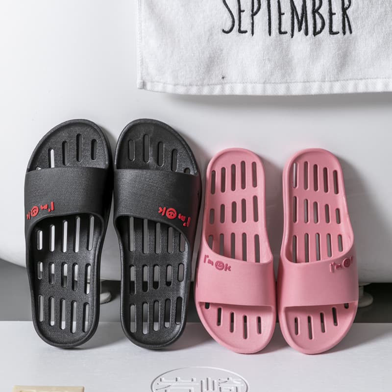 Monique Home Slippers for All Seasons, Leak-Proof Shower Slippers for Men and Women, Soft-Soled, Hollow, Non-Slip, Couple's Bathroom Slippers, Durable