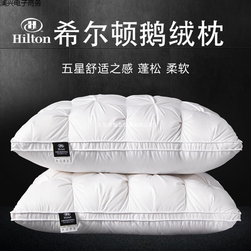 Five-Star Hotel Down Pillow, Cotton Student Dormitory Home Use Pair Pack Cervical Support White Goose Down Pillow Core Wholesale