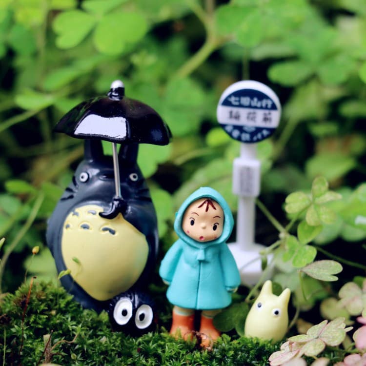 Hot-selling Totoro Viewing Branch Goldfish Girl Raincoat Mei & Soot Sprites Matching Landscape Ornament Micro Landscape Decor