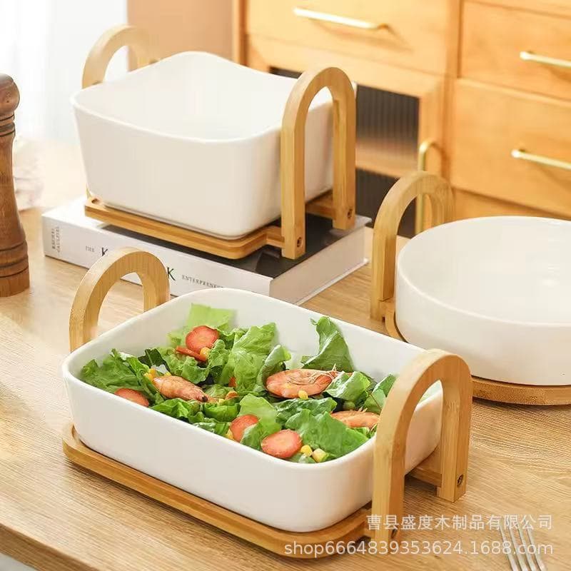 New Hot Selling Cross-Border Wooden Glass Salad Bowl for Home Garden Farmhouse Living Room Bedroom Other