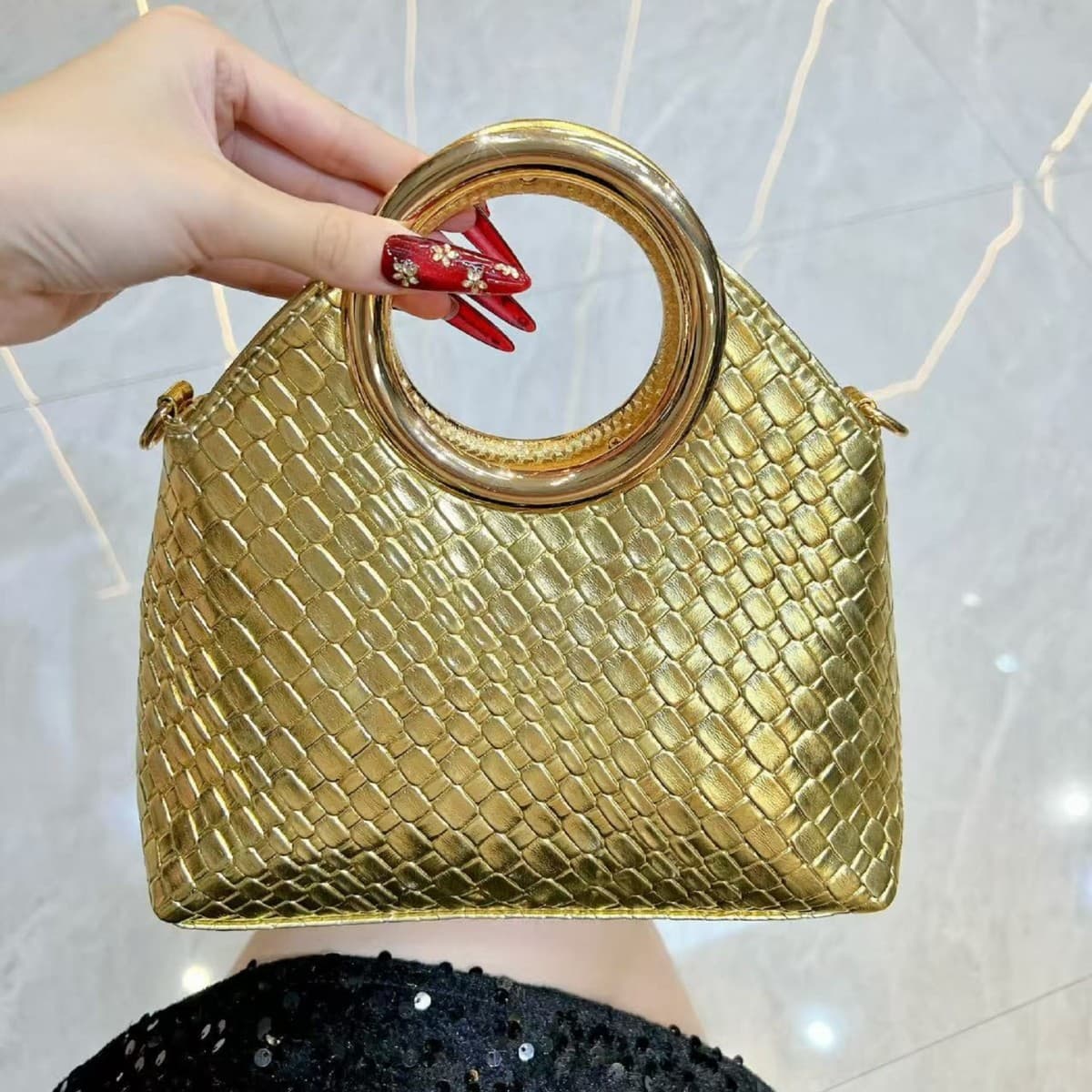 New Crossbody Women's Handbag, Woven Texture Fashion Shoulder Bag for Banquets, Evening Party Dress Bag