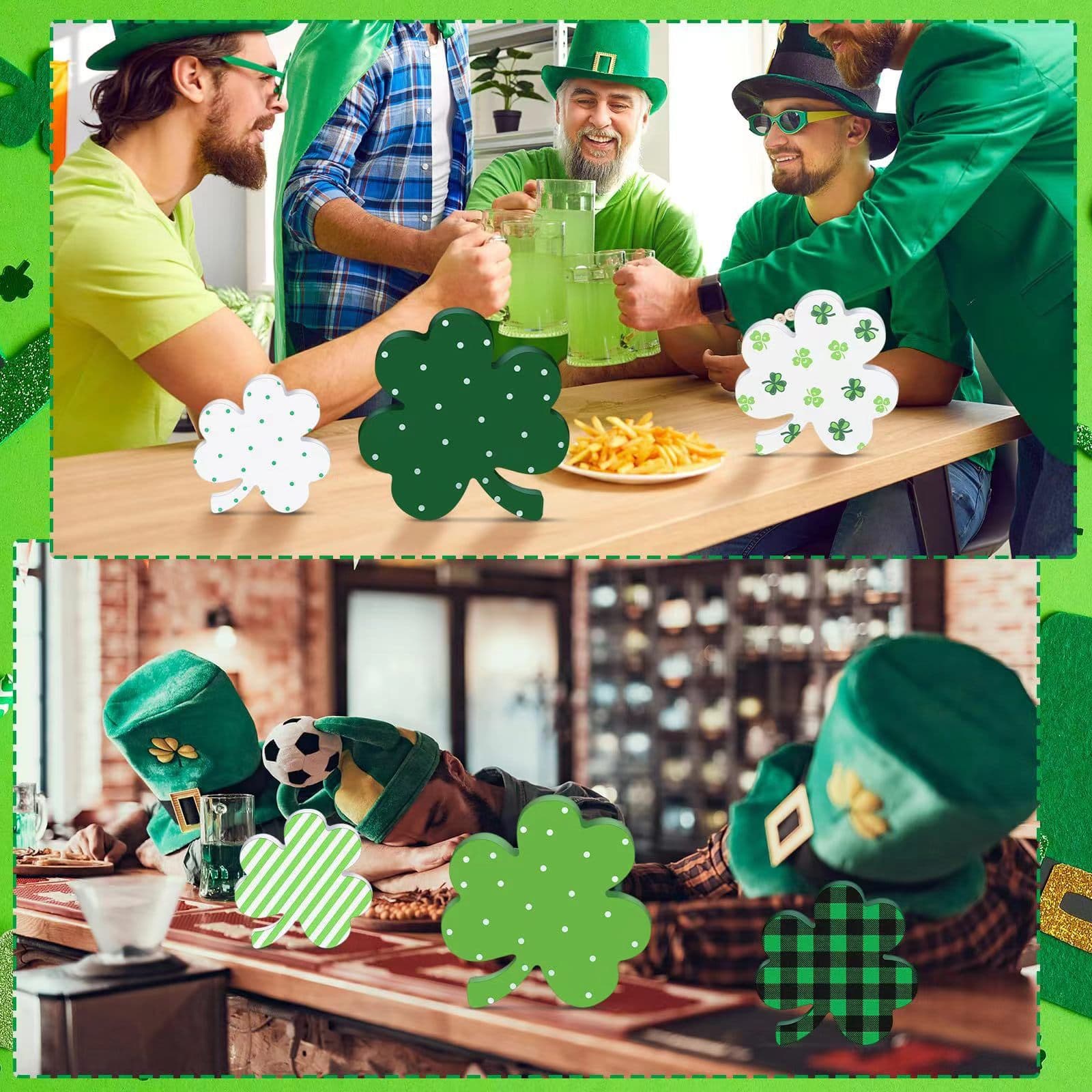 Bestseller St. Patrick's Day Sign Desktop Wooden Ornament Shamrock Pattern Decoration Irish Holiday Decor